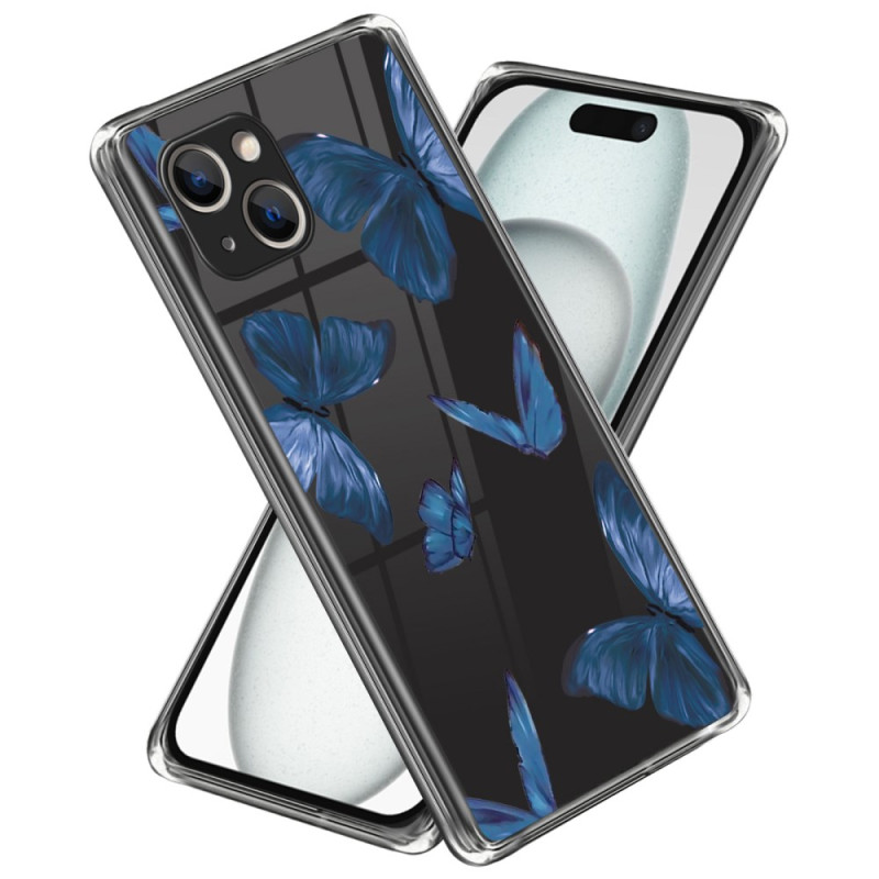 iPhone 15 Plus Cover Blaue Schmetterlinge