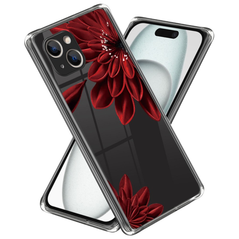 iPhone 15 Plus Cover Blumenmuster Rot