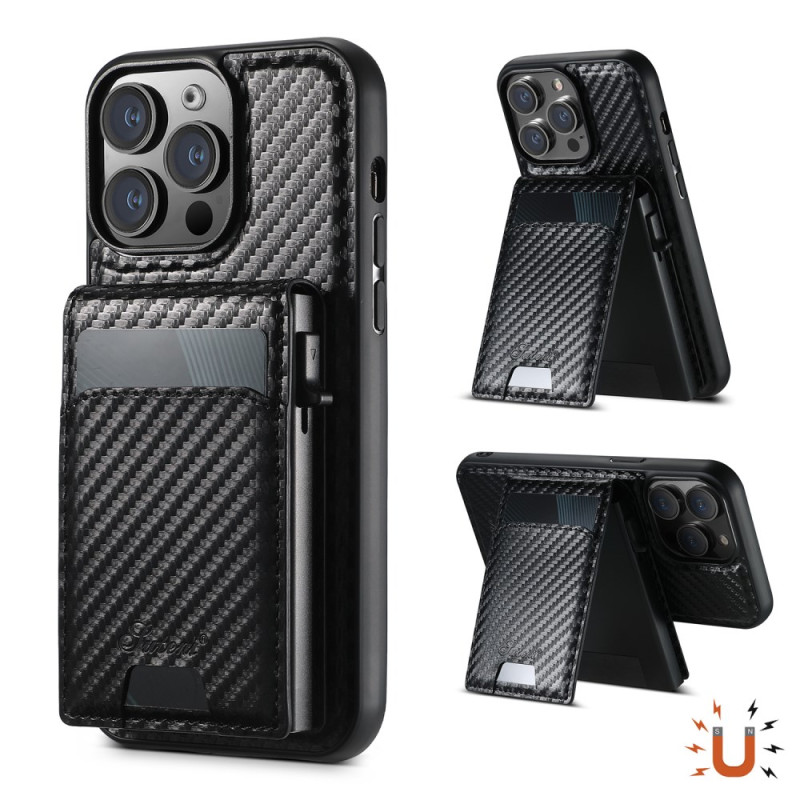 MagSafe iPhone 15 Pro Cover mit Kartenhalter Carbon Texture