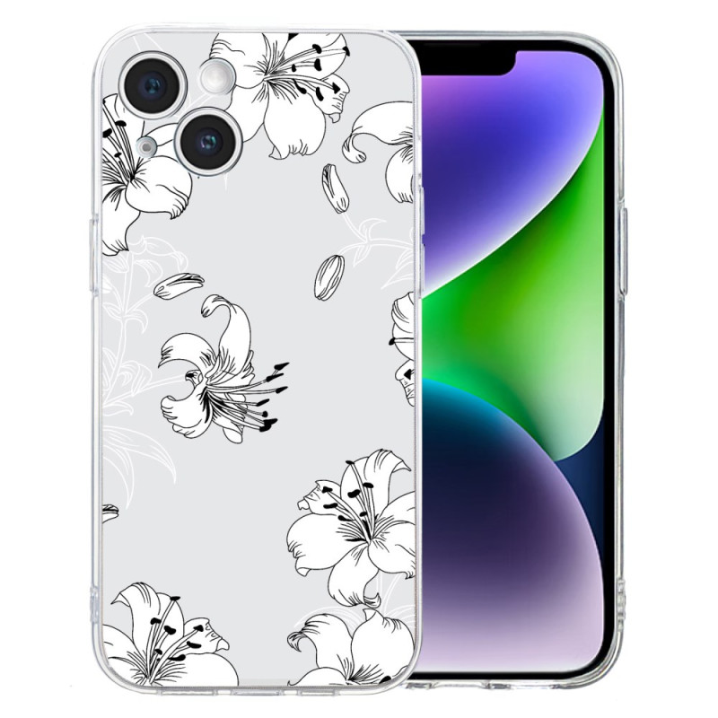 iPhone Cover 14 Blumenmuster Weiß