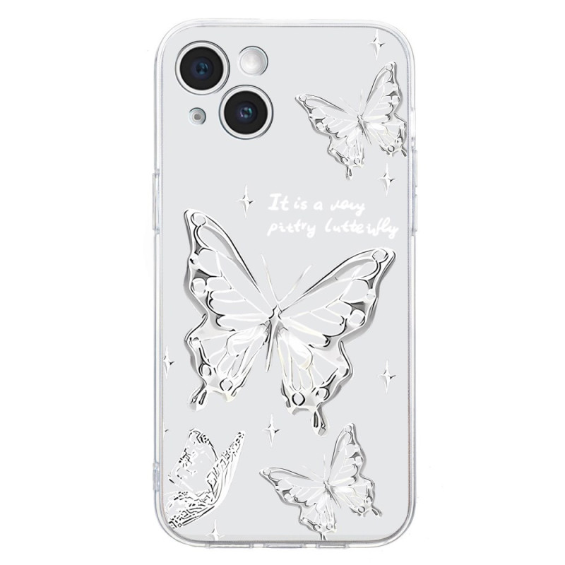 iPhone Cover 14 Silberne Schmetterlinge