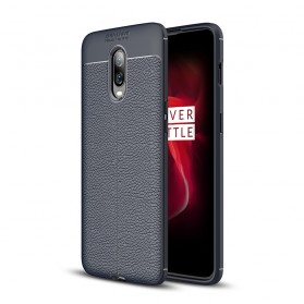 OnePlus 6T Hülle mit Litschi-Leder-Effekt Double Line