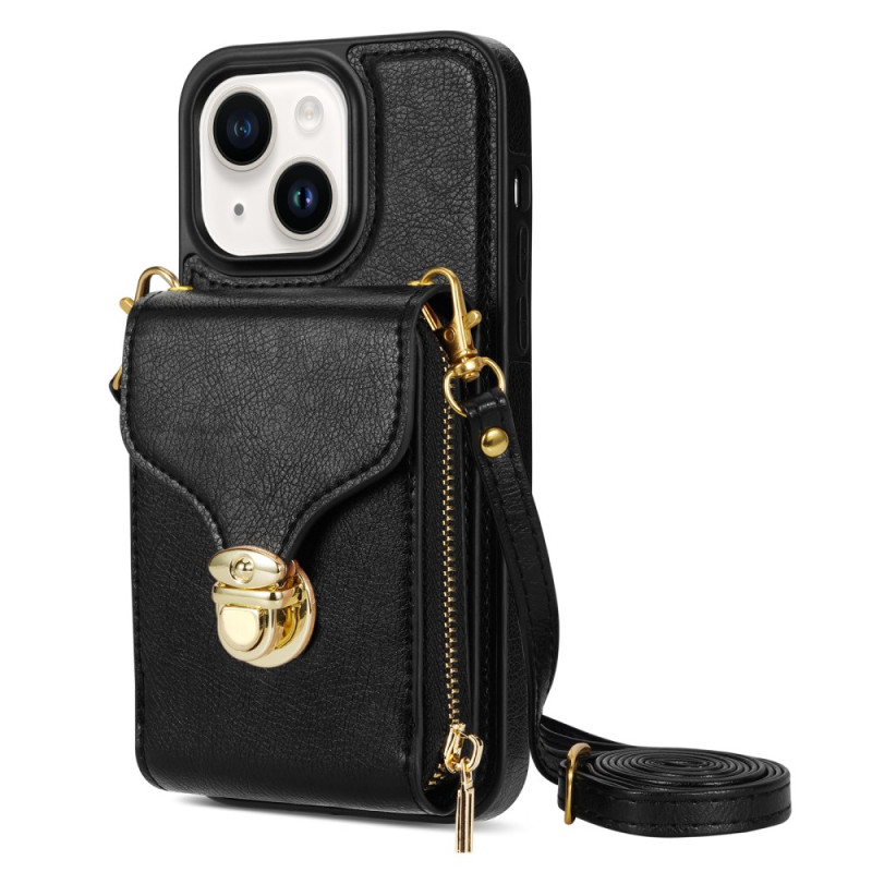 iPhone 14 Cover Kartenhalter mit Reißverschluss und Schulterriemen