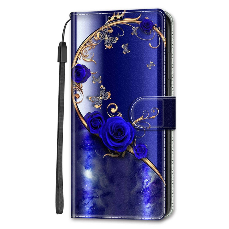 iPhone 14 Hülle Rosa Blau mit goldenen Schmetterlingen