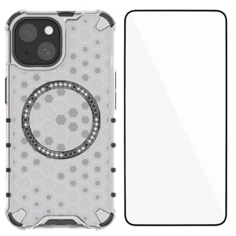 iPhone 14 Plus Cover MagSafe Wabe mit Displayschutz