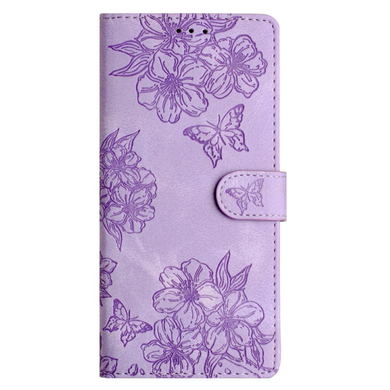 House Xiaomi Redmi 15 4G Wildleder-Effekt Blumen und Schmetterlinge