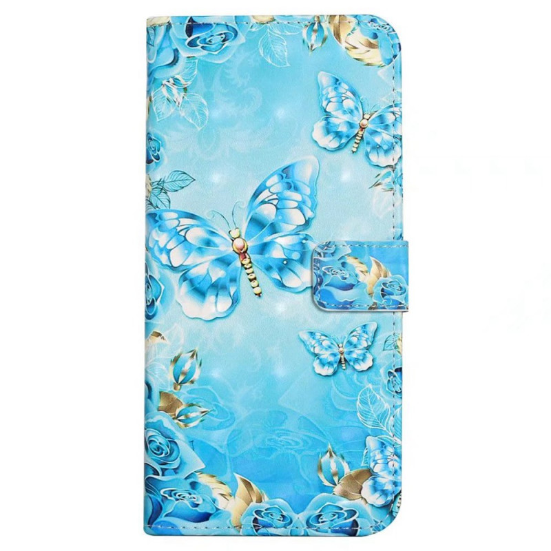 Xiaomi Redmi 15 4G Hülle Blaue 3D-Schmetterlinge