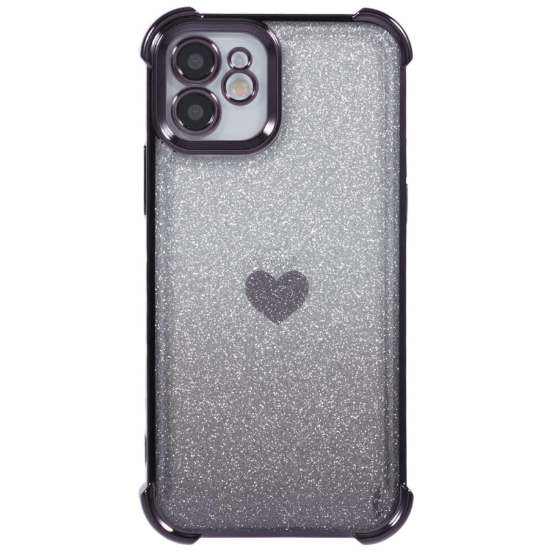 iPhone 12 Cover Herz und Glitter Finish