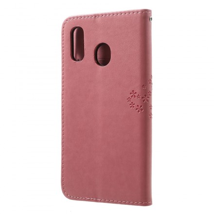 Samsung Galaxy A30 Hülle Baum und Eulen mit Riemen