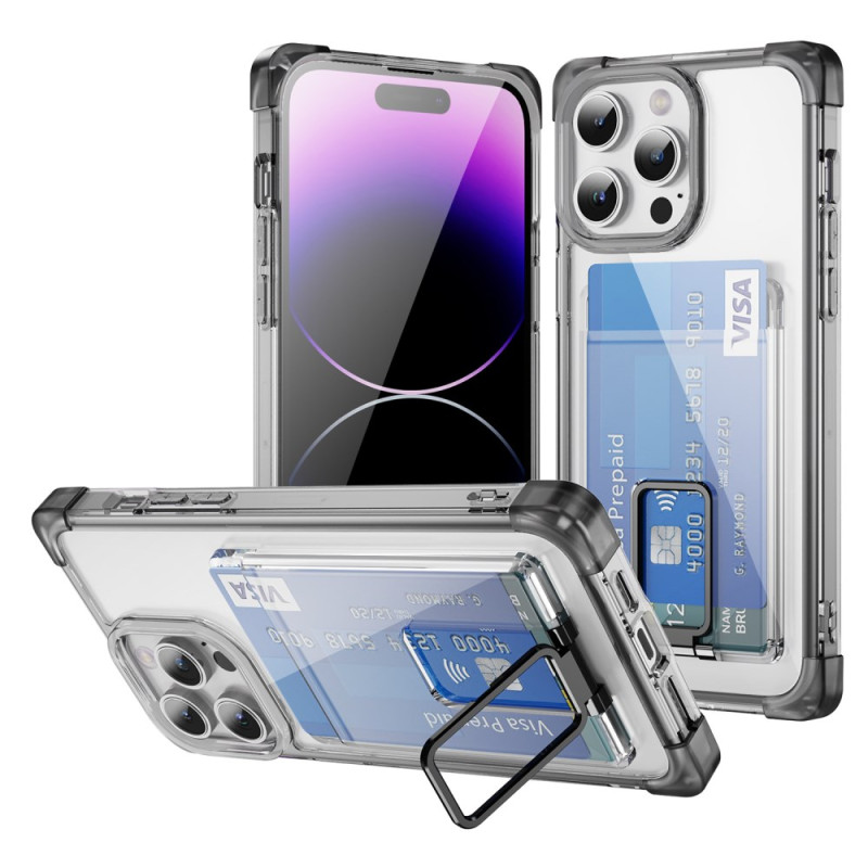Transparentes iPhone 14 Pro Cover mit Halter und Kartenhalter