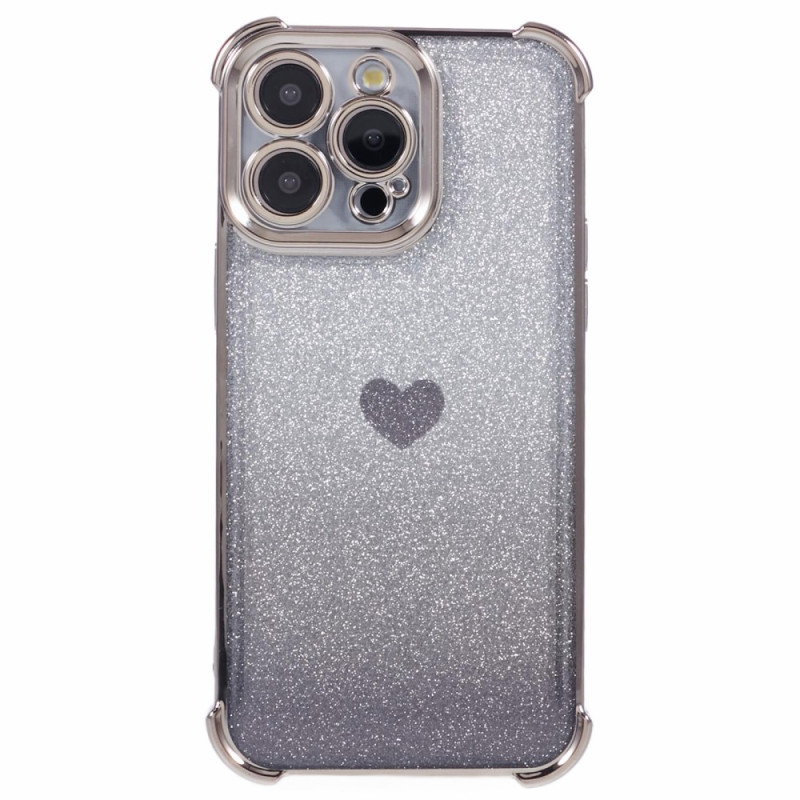 iPhone 14 Pro Cover Herzmotiv und Pailletten