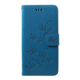Samsung Galaxy A50 Tasche Schmetterlinge und Blumen mit Riemen