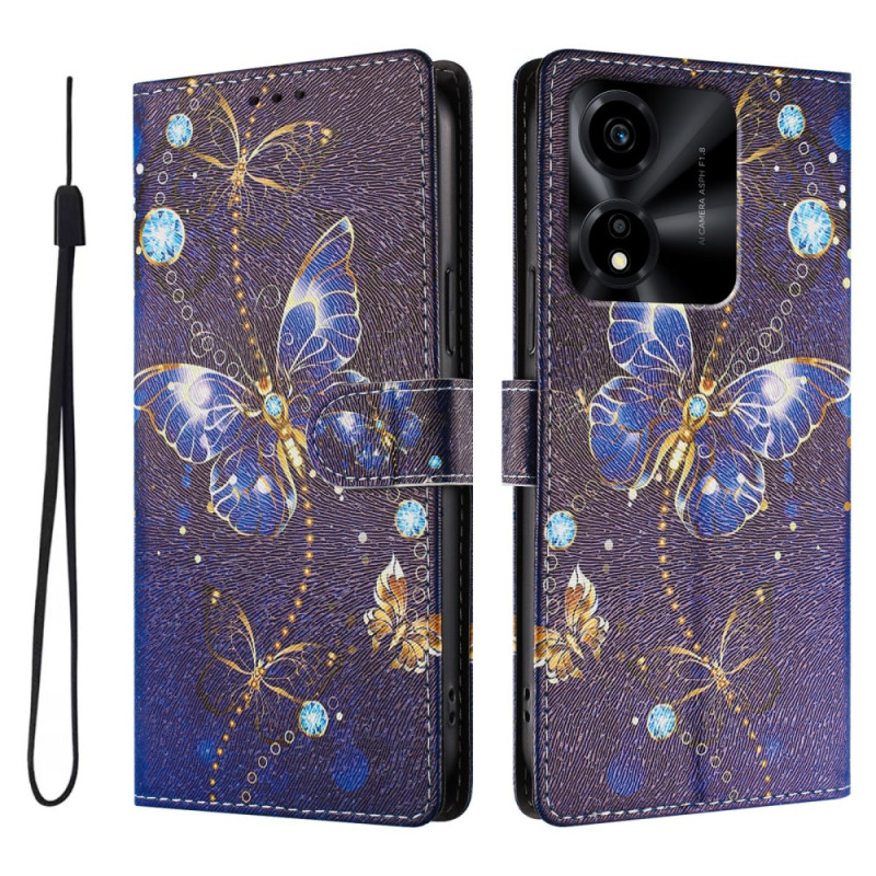 Honor X5c Plus Hülle Schmetterlinge Blau und Gold