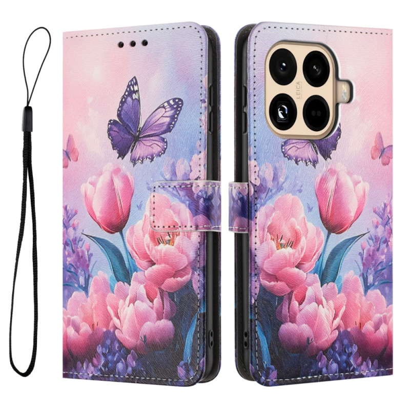 Xiaomi 15T Pro Hülle Tulpen und Schmetterlinge