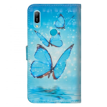 Hülle Huawei Y6 2019 Blaue Schmetterlinge Fliegendes