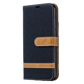 Huawei Y6 2019 Stoff und Lederoptik Tasche mit Riemen
