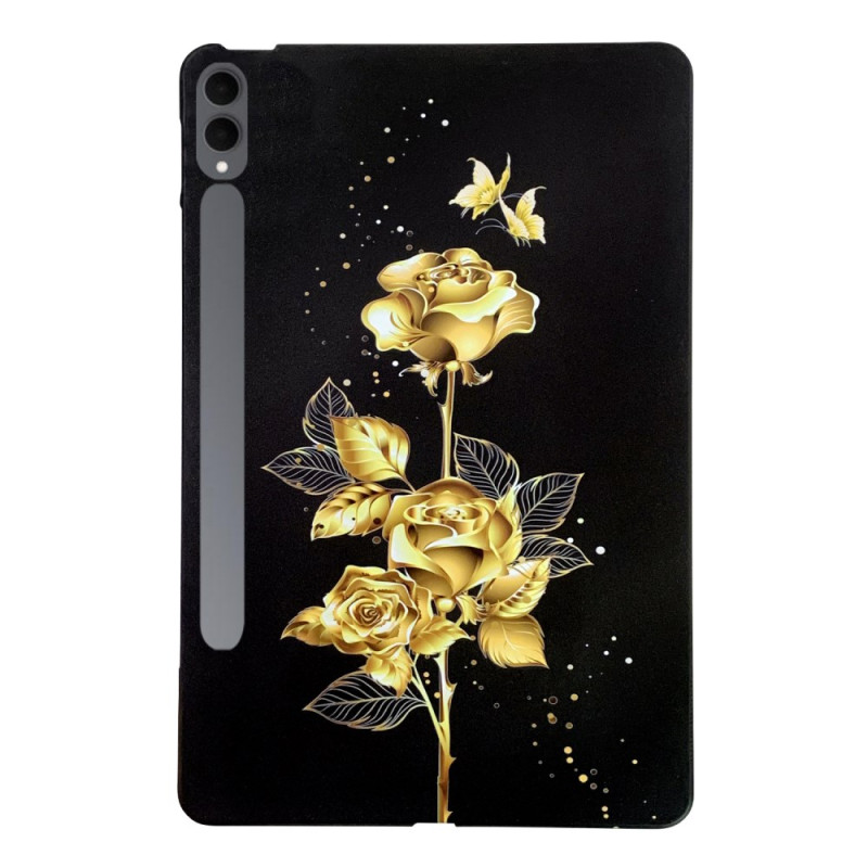 Samsung Galaxy Tab S11 Ultra Cover Goldene Schmetterlinge und Rosen