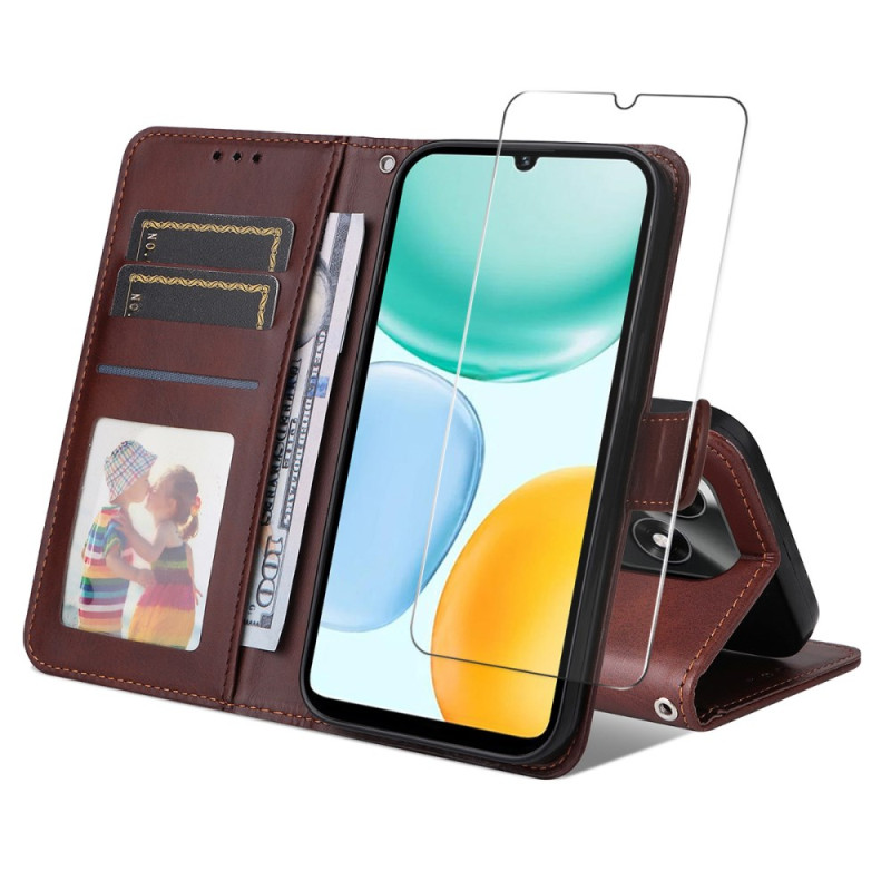 Honor X5c Plus Kunstlederhülle mit Displayschutzfolie