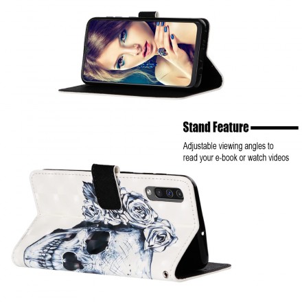 Hülle Samsung Galaxy A50 Totenkopf Blume Hülle Samsung Galaxy A50 Totenkopf Blume