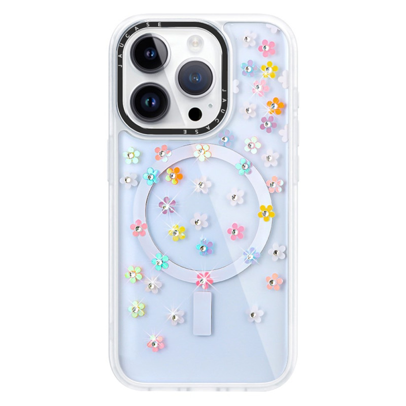 MagSafe iPhone 14 Pro Max Cover mit Strass Blumenmuster