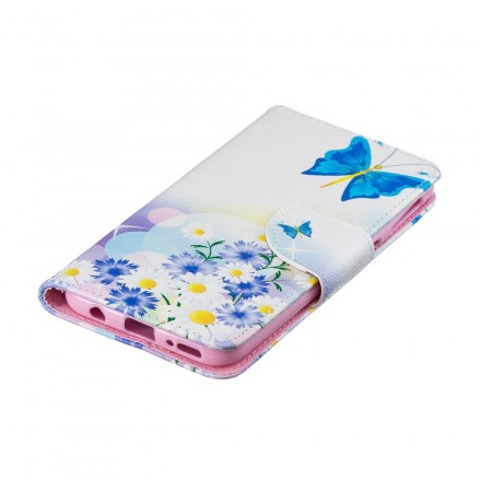 Hülle Samsung Galaxy A40 Schmetterlinge und Blumen Gemalt