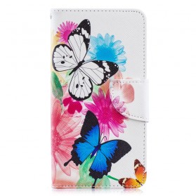 Hülle Samsung Galaxy A40 Schmetterlinge und Blumen Gemalt