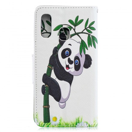 Samsung Galaxy A40 Panda Hülle Auf Bambus