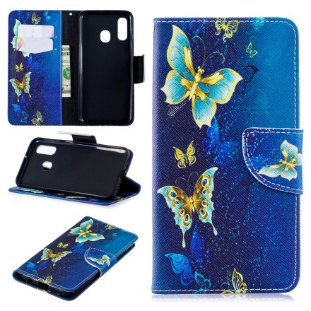 Samsung Galaxy A40 Hülle Goldene Schmetterlinge