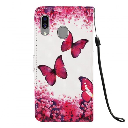 Samsung Galaxy A40 Hülle Rote Schmetterlinge