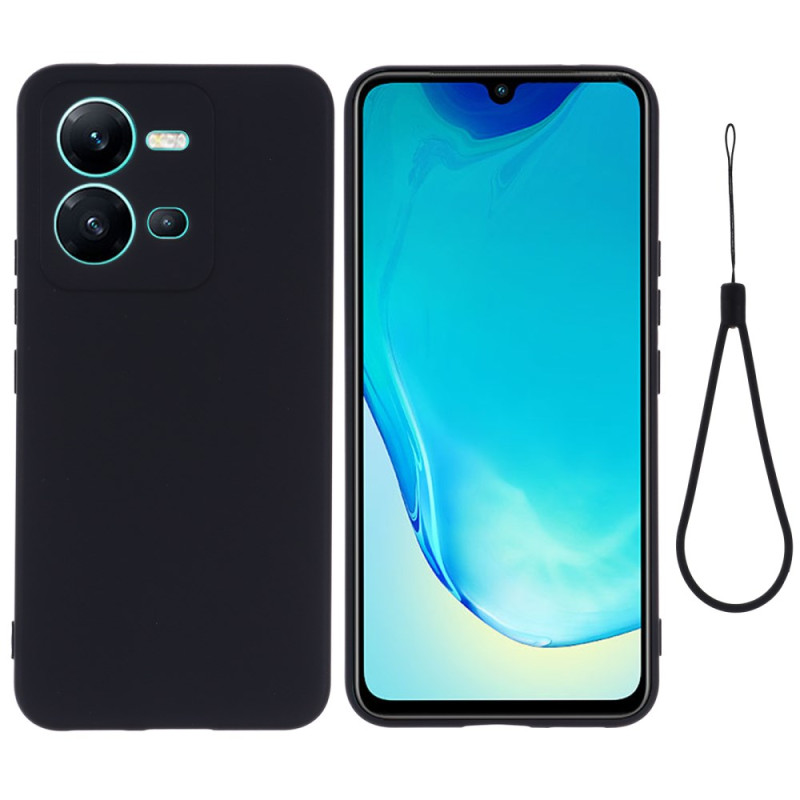 Vivo X80 Lite Liquide Silikonhülle mit Riemen