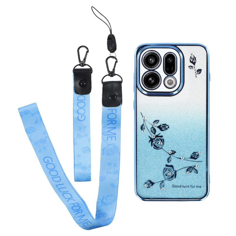 Oppo Find X9 5G Blumen und Strass Riemchen Cover KADEM