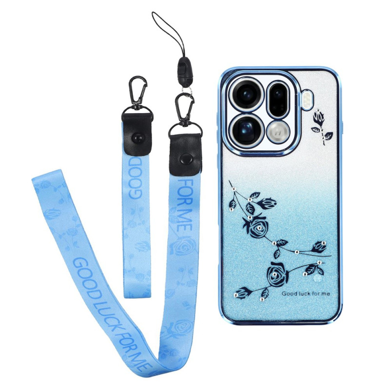 Oppo Find X9 Pro 5G Blumen und Strass Riemchen Cover