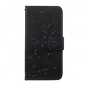 Samsung Galaxy A40 Schmetterlinge und Blumen Tasche mit Riemen