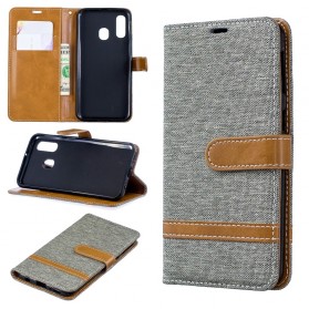 Samsung Galaxy A40 Stoff & Lederoptik Tasche mit Riemen