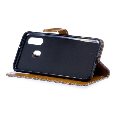 Samsung Galaxy A40 Stoff & Lederoptik Tasche mit Riemen