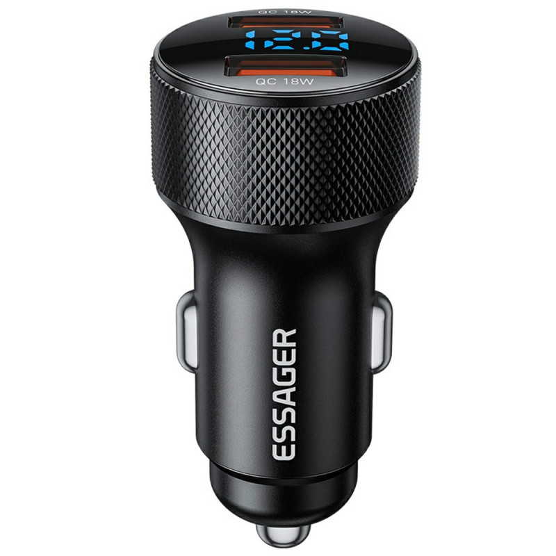 36W Schnellladegerät für Autos PD/QC3.0 mit digitalem Display ESSAGER