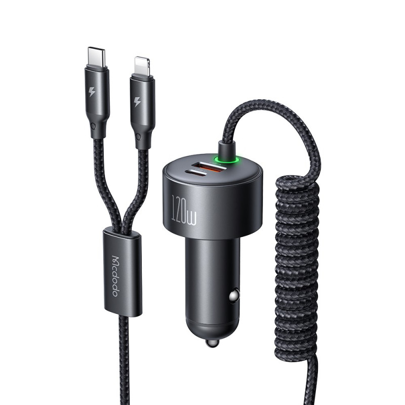 Autoladegerät 120W Doppelkabel USB-C/Lightning MCDODO
