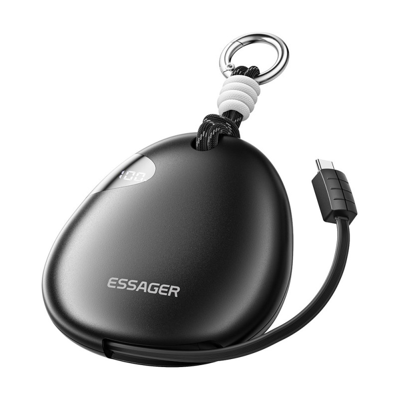Externer Akku 10000mAh 22.5W mit einziehbarem USB-C-Kabel ESSAGER