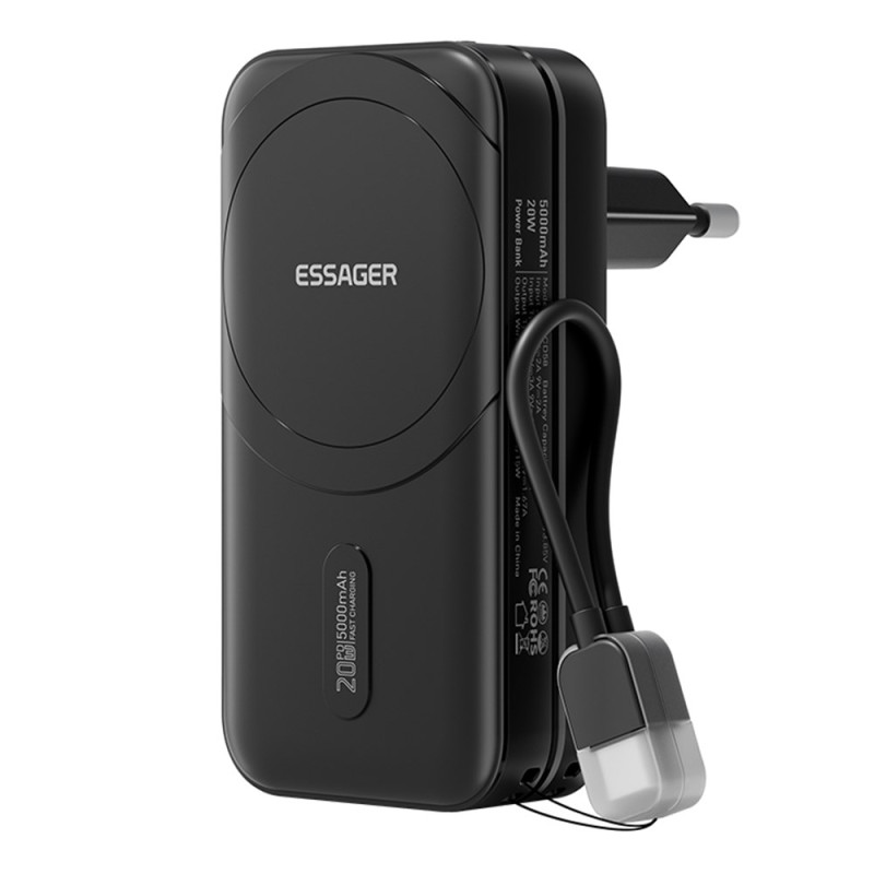 3-in-1-Reiseadapter mit externem Akku 5000mAh Schnellladung Magnetisch