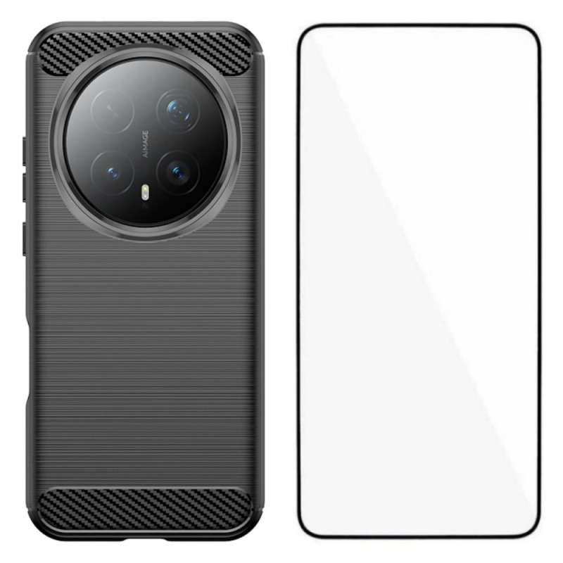 Honor Magic 8 Pro Cover Gebürstete Kohlefaser mit Displayschutzfolie