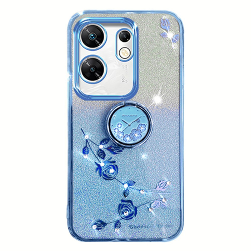 Cover Infinix Zero 30 4G Ringhalter Blumen Glitzer