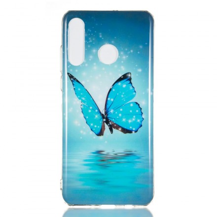 Huawei P30 Lite Schmetterling Cover Blau Fluoreszierend