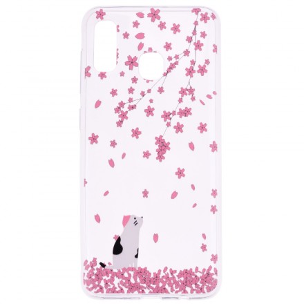Huawei P30 Lite Cover Blütenblätter und Katze