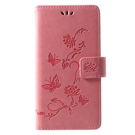 Hülle Huawei P30 Lite Schmetterlinge Und Blumen Mit Riemen