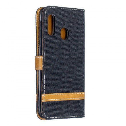 Samsung Galaxy A20e Stoff & Lederoptik Tasche mit Riemen Samsung Galaxy A20e Stoff & Lederoptik Tasche mit Riemen