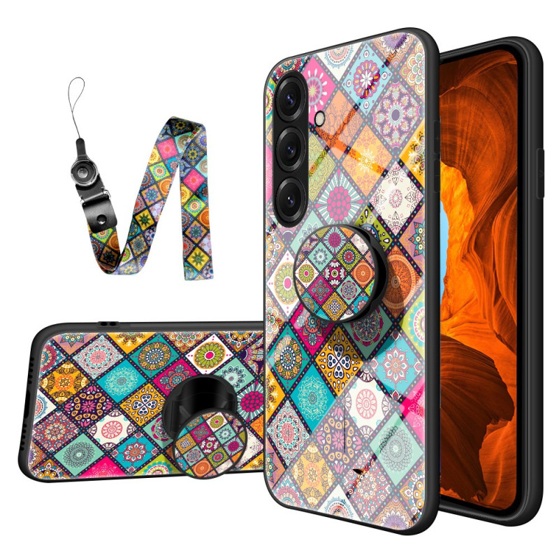Samsung Galaxy S26 Plus Cover Patchwork Ring-Ständer und Riemen