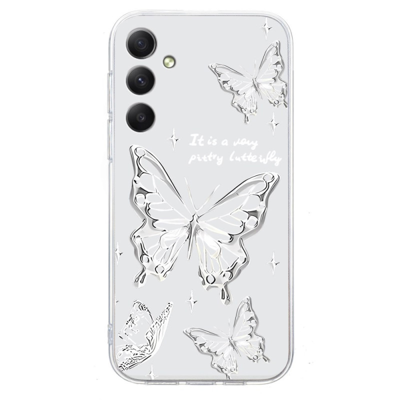 Coque Samsung Galaxy A57 5G Papillon Argenté