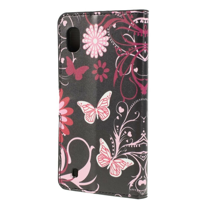 Samsung Galaxy A10 Hülle Schmetterlinge und Blumen
