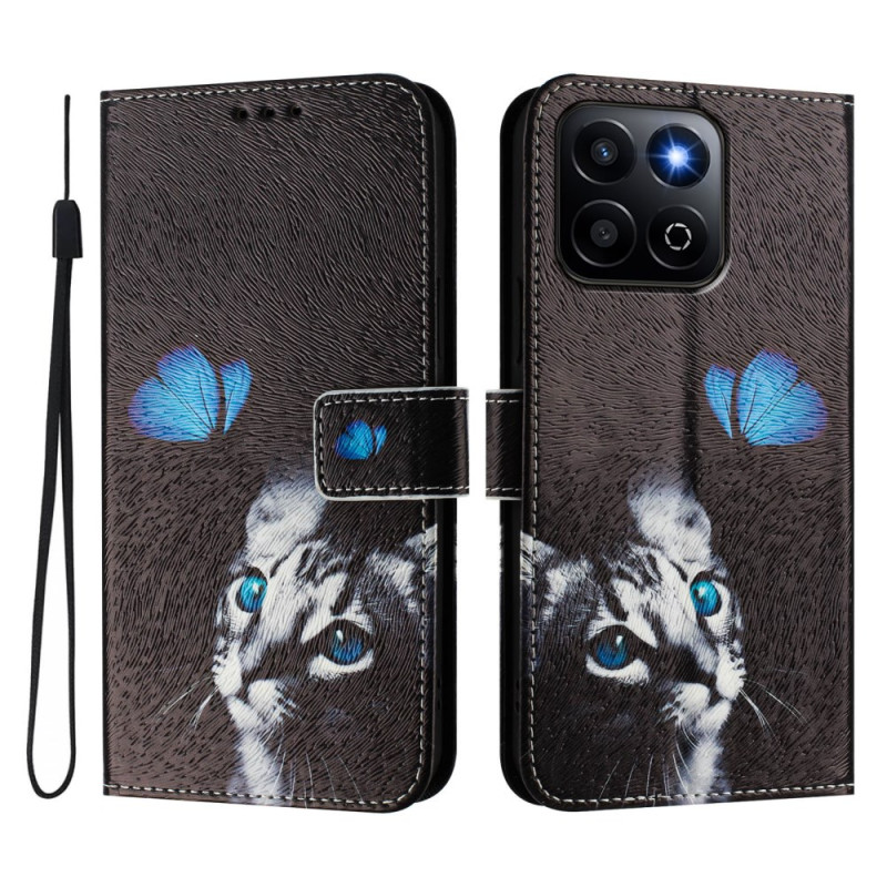 Hülle Honor X7c 5G / 4G / 200 Smart 5G Schmetterling Blau und Katze