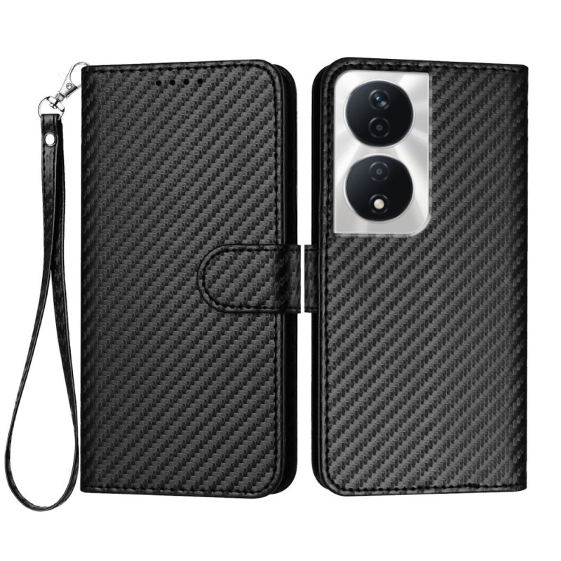 Housse Honor X7b 4G / 90 Smart Fibre Carbone avec Lanière